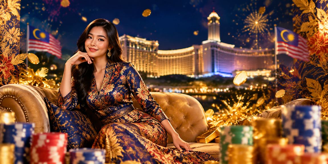 Pengguna berpakaian batik menikmati pengalaman taruhan di p6000 dengan latar suasana Malaysia